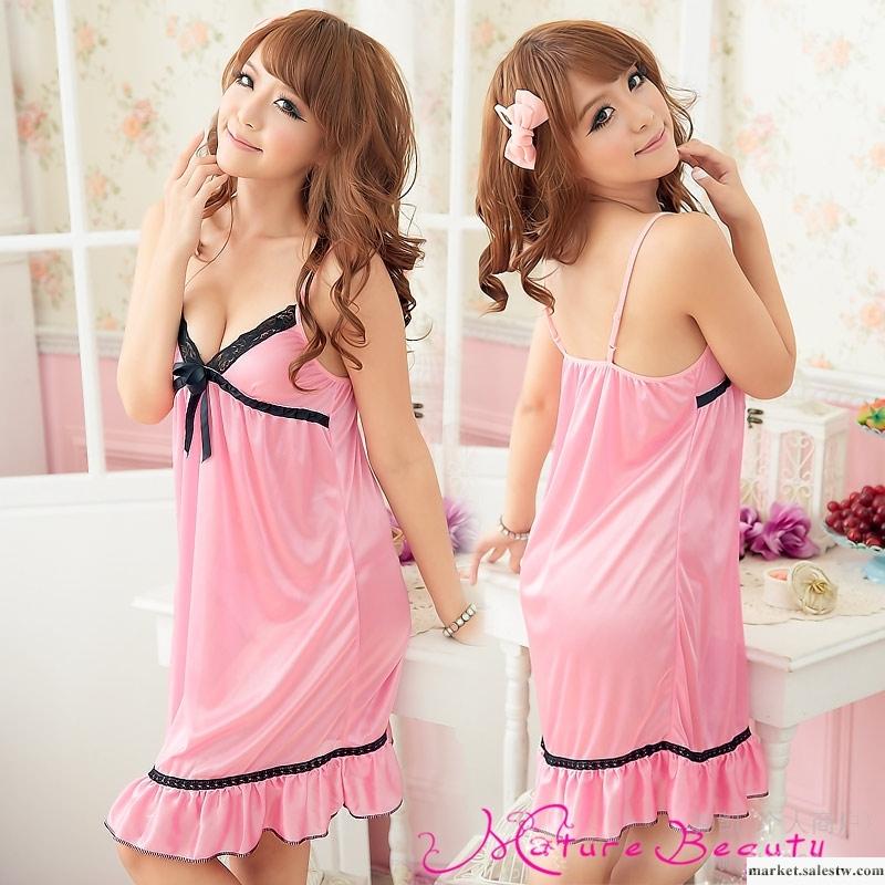 供應成人之美情趣內衣迷網情深！柔情粉緞面長款性感睡衣8031工廠,批發,進口,代購