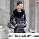 嵐爵 新款2012 真皮皮衣羽絨服皮衣 獺絨毛領外套 中長款Lj3185工廠,批發,進口,代購