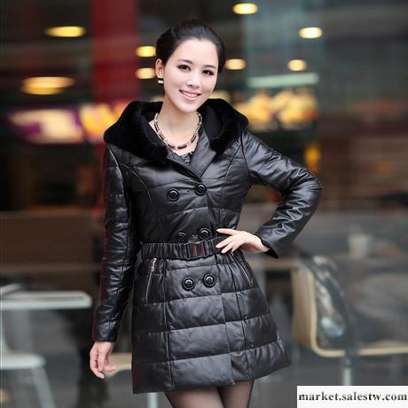 供應昂嵐 歐美風綿羊皮真皮羽絨服 女 真皮皮衣 長款外套工廠,批發,進口,代購