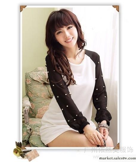 供應正品2012韓版女裝、長袖拼接中長款女裝、韓版休閑包臀T工廠,批發,進口,代購