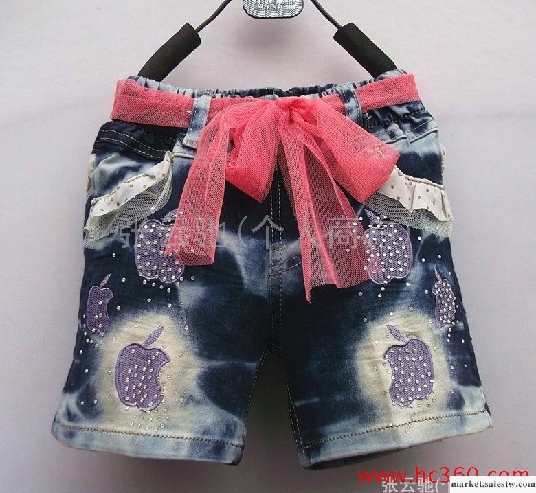 新款女童牛仔短褲 常熟服裝童裝 韓版女童牛仔短褲 蘋果繡花短褲工廠,批發,進口,代購