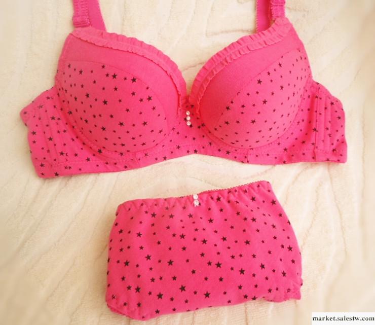 供應日系少女文胸內衣套裝 可愛蕾絲聚攏文胸套裝星星圖案工廠,批發,進口,代購