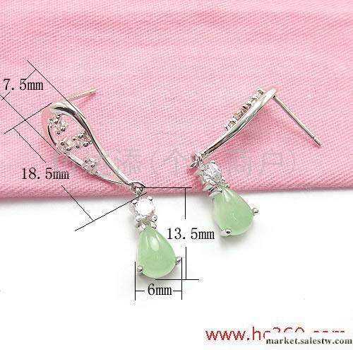 供應16404 純銀鑲玉耳釘，925純銀耳環玉器工廠,批發,進口,代購