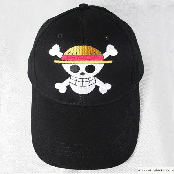 供應海賊王One Piece路飛帽子海盜旗圖黑色帽子棒球帽太陽帽骷髏頭工廠,批發,進口,代購