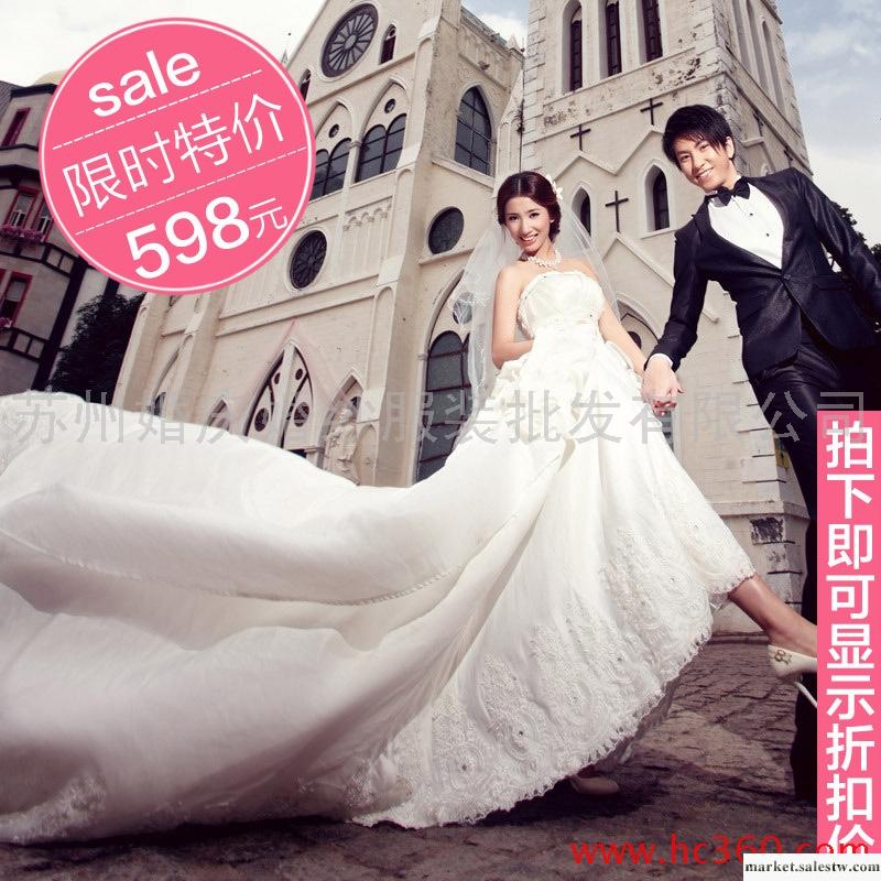 名門新娘婚紗禮服 韓版 大拖尾婚紗公主 2012最新款 抹胸婚紗559工廠,批發,進口,代購