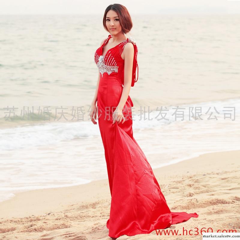 名門新娘婚紗結婚禮服 紅色新娘敬酒服 晚禮服 長款禮服露背780工廠,批發,進口,代購