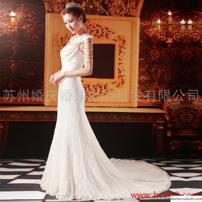 名門新娘婚紗禮服 小拖尾婚紗 2012最新款 長款優雅婚紗禮服847工廠,批發,進口,代購