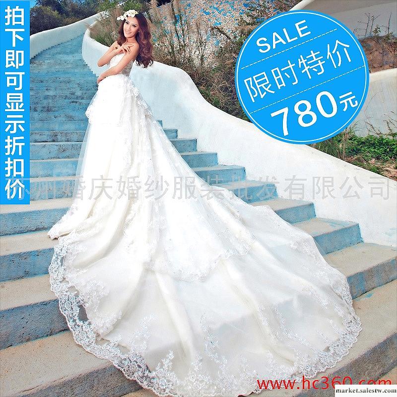 名門新娘婚紗禮服 韓版豪華大拖尾婚紗 2012新款抹胸公主婚紗844工廠,批發,進口,代購