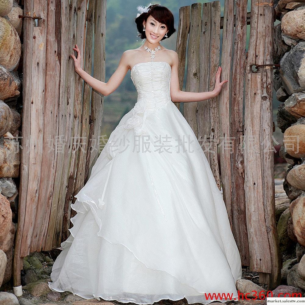 名門新娘婚紗禮服 韓版抹胸婚紗 2012最新款 夏季齊地婚紗公主958工廠,批發,進口,代購