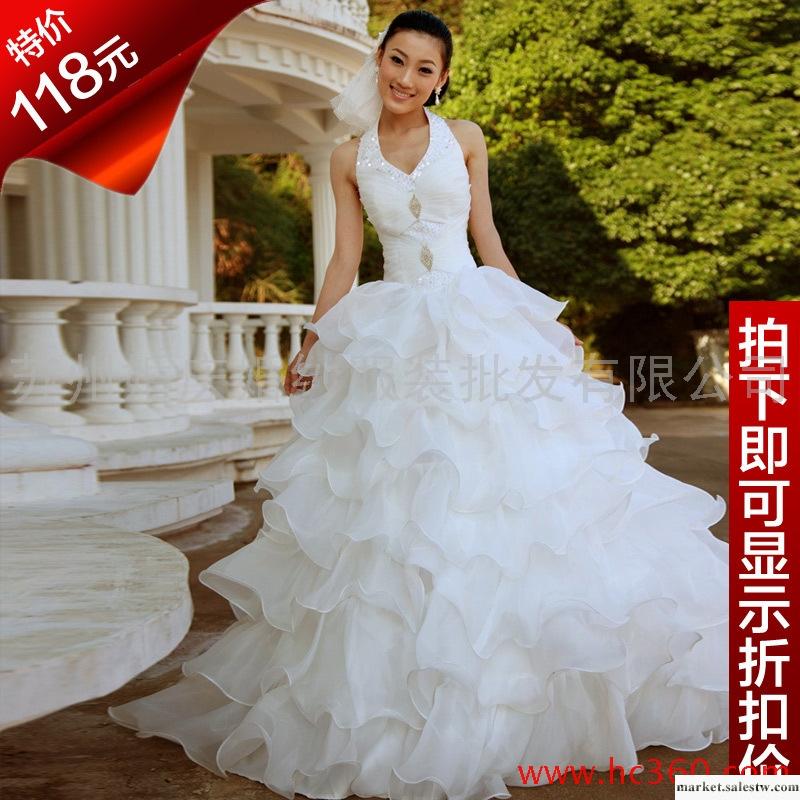 名門婚紗禮服 韓版公主 齊地婚紗 2012新款 V領性感掛脖婚紗 646工廠,批發,進口,代購