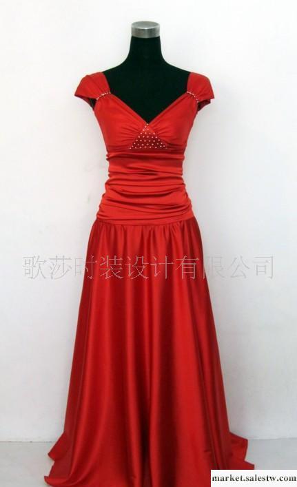 批發紅色V領典雅長禮服工廠,批發,進口,代購