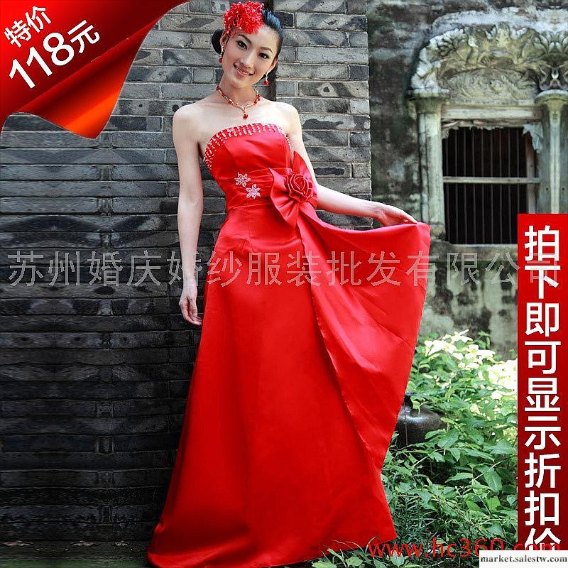 名門新娘婚紗禮服 2012新款結婚 敬酒禮服  紅色晚禮服 新娘裝641工廠,批發,進口,代購