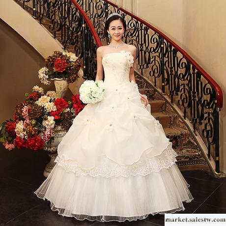 供應婚紗禮服 新款2012 韓版公主婚紗 白色齊地婚紗抹胸韓式婚紗工廠,批發,進口,代購