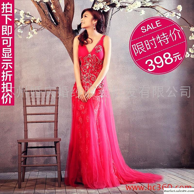 名門新娘婚紗禮服 2012新款 深V領禮服吊帶 結婚 敬酒 晚禮服828工廠,批發,進口,代購