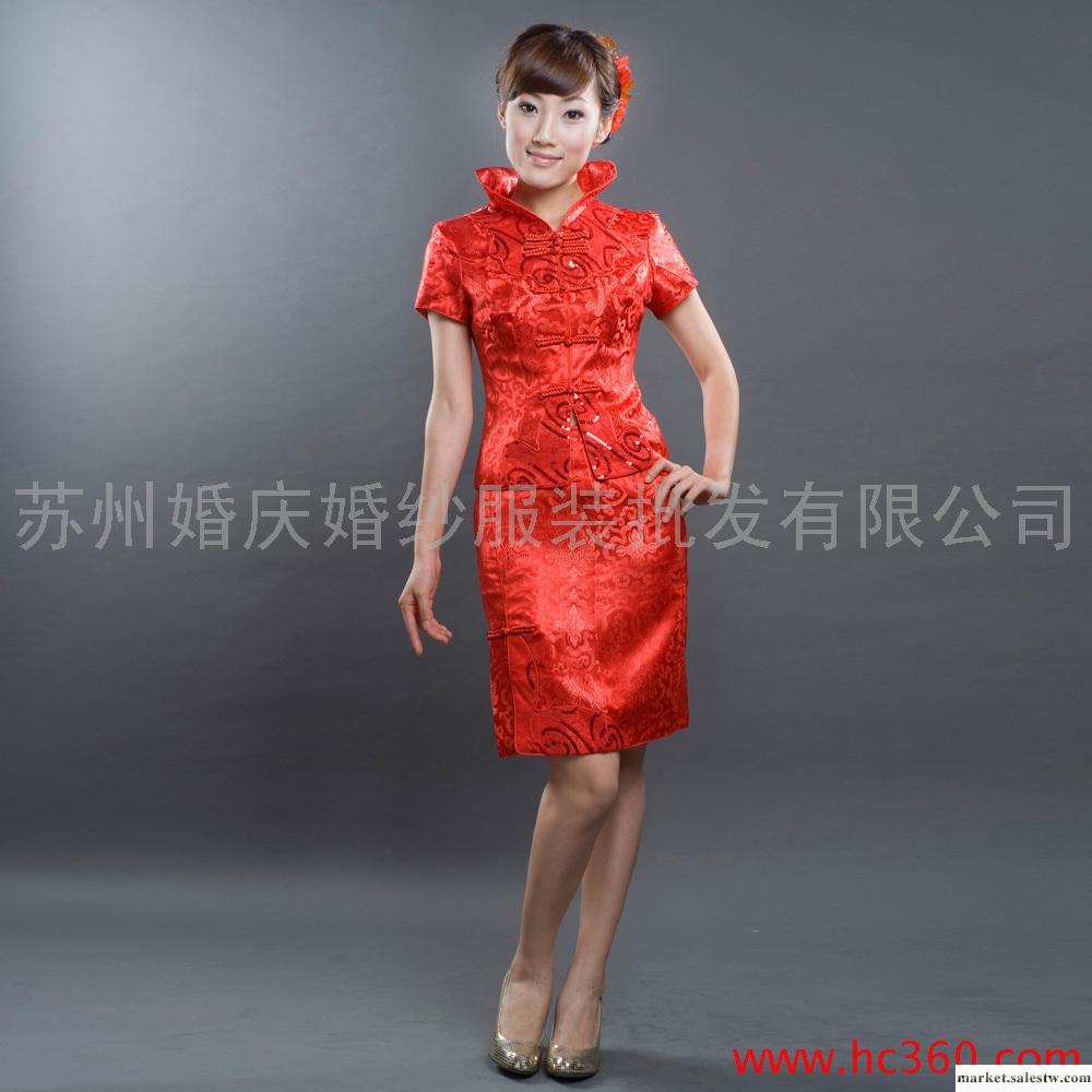 名門新娘婚紗禮服 旗袍裙 改良時尚夏裝 結婚 2012新款 短旗袍618工廠,批發,進口,代購