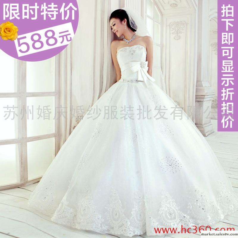 名門婚紗禮服 韓版抹胸公主 2012最新款 甜美韓式齊地婚紗綁帶808工廠,批發,進口,代購