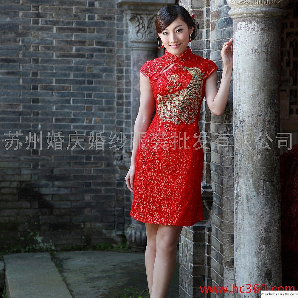 名門新娘婚紗禮服 旗袍短款 唐裝 中式 結婚 旗袍 改良時尚 夏633工廠,批發,進口,代購
