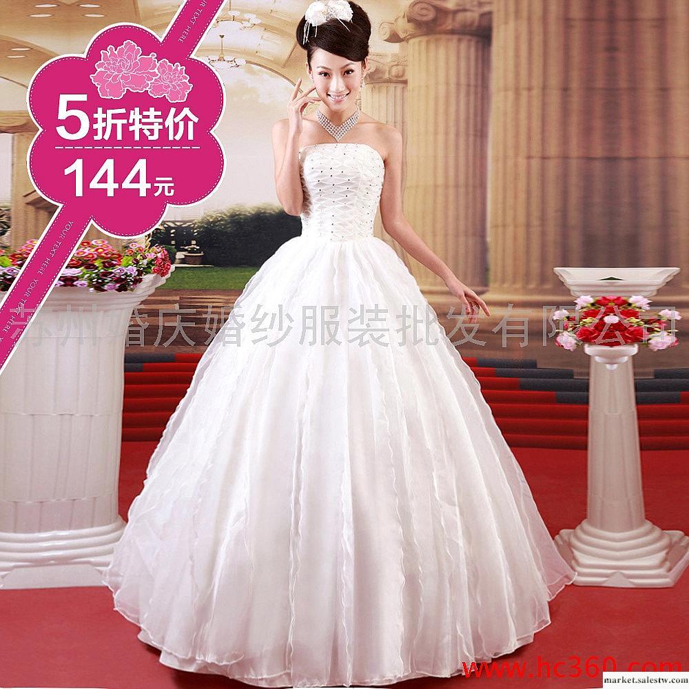 名門婚紗禮服 韓版抹胸公主婚紗 2012新款 甜美優雅 齊地婚紗701工廠,批發,進口,代購