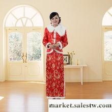 供應旗袍裙冬季2012最新款夾棉紅色長款長袖新娘旗袍禮服 867工廠,批發,進口,代購