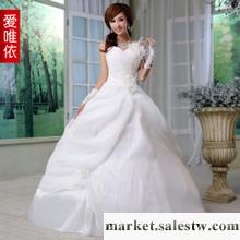 供應愛唯依婚紗禮服 羽毛單肩花朵新娘婚紗 2012新款甜美公主婚紗工廠,批發,進口,代購