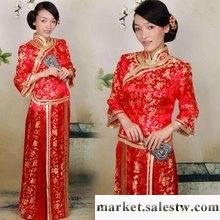 供應2012 新款百褶裙新娘旗袍 冬裝新娘結婚秀禾裝 敬酒禮服工廠,批發,進口,代購