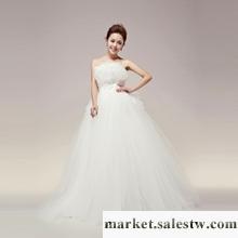供應2012新款婚紗禮服 優雅韓版抹胸高腰孕婦新娘蓬蓬齊地婚紗 綁帶工廠,批發,進口,代購