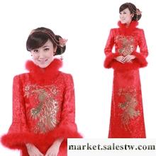 供應2012新款雙鳳冬季修身顯高中式長款新娘裝結婚旗袍禮服 如意角工廠,批發,進口,代購