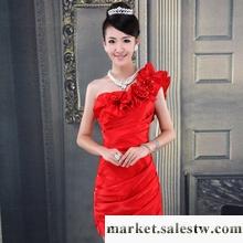 供應2012新款新娘結婚禮服 伴娘短款敬酒服 單肩小禮服 時尚晚裝紅色工廠,批發,進口,代購