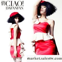 CIAO!俏 秋裝新款荷葉邊斜肩不規則修身公主連衣裙 優雅禮服工廠,批發,進口,代購