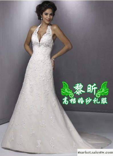 供應黎昕高檔婚紗禮服HS0176供應高檔蕾絲吊帶婚紗，拖尾婚紗工廠,批發,進口,代購