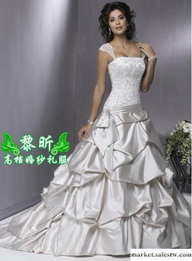 供應黎昕高檔婚紗禮服HS0160供應高檔蕾絲婚紗 抓皺拖尾婚紗工廠,批發,進口,代購