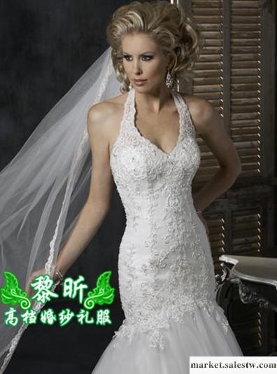 供應黎昕高檔婚紗禮服HS0204供應高檔蘇州蕾絲婚紗，吊脖婚紗工廠,批發,進口,代購