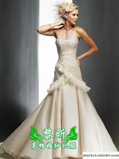 供應黎昕高檔婚紗,HS0104高檔婚紗禮服,齊地修身魚尾婚紗.2012新款工廠,批發,進口,代購