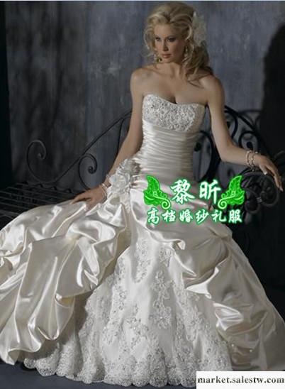 供應黎昕高檔婚紗禮服HS0197供應高檔蕾絲婚紗 拖尾抹胸婚紗工廠,批發,進口,代購