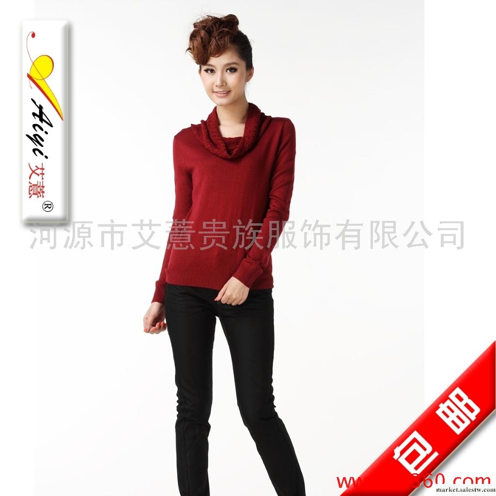 供應 【艾薏Aiyi】春秋款  休閑套頭保暖堆堆領毛衣ST001工廠,批發,進口,代購