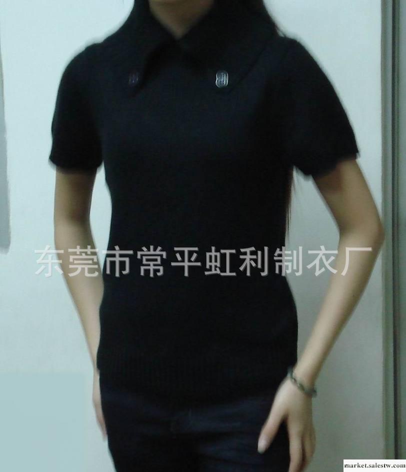 熱銷短袖女式毛衣（黑色翻領高貴大方）工廠,批發,進口,代購