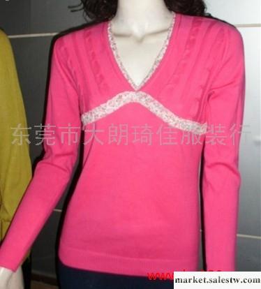 供應促銷彈力棉秋冬爆款女裝 純色V領女式庫存打底衫毛衣工廠,批發,進口,代購