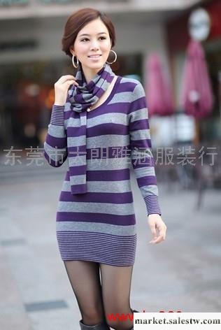 供應2011外貿服裝 全棉收腰圓領中長款女式韓版毛衣 爆款工廠,批發,進口,代購