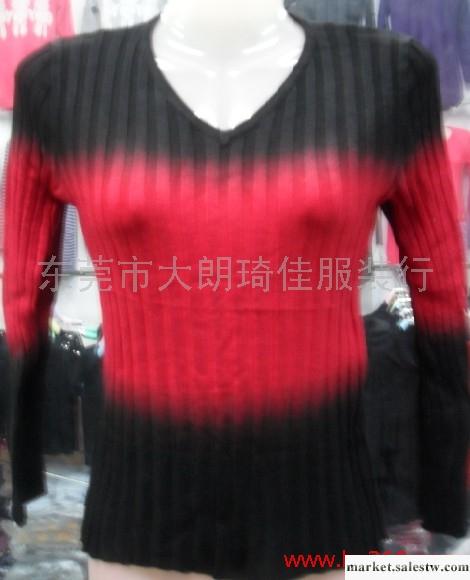 供應彈力棉V領漸變色緊身打底衫毛衣服裝,女裝，毛衣，女式毛衣工廠,批發,進口,代購