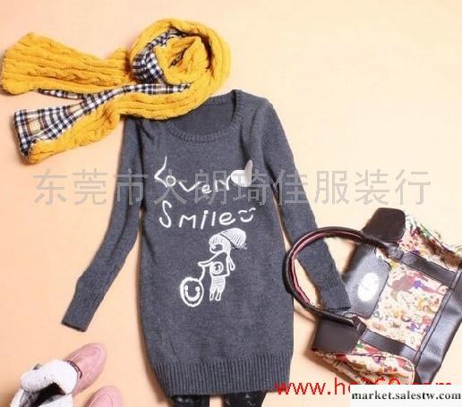 供應韓版爆款淑女氣質純色圓領配圍巾韓版中長款毛衣工廠,批發,進口,代購
