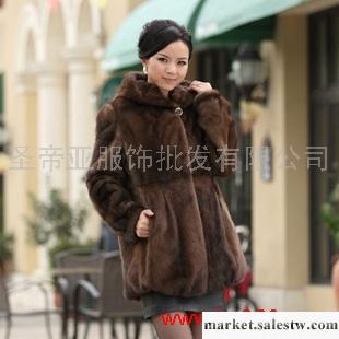 供應伊菲藍 2011新款 女式整貂帶帽外套 咖啡條紋水貂皮草大衣工廠,批發,進口,代購