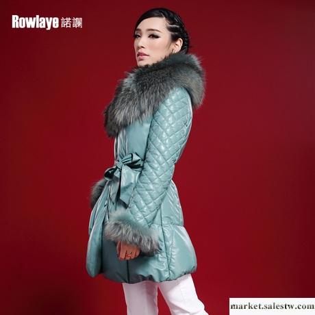 供應諾讕 真皮皮羽絨海寧皮衣女 2012新品綿羊皮超大貉子毛領外套工廠,批發,進口,代購