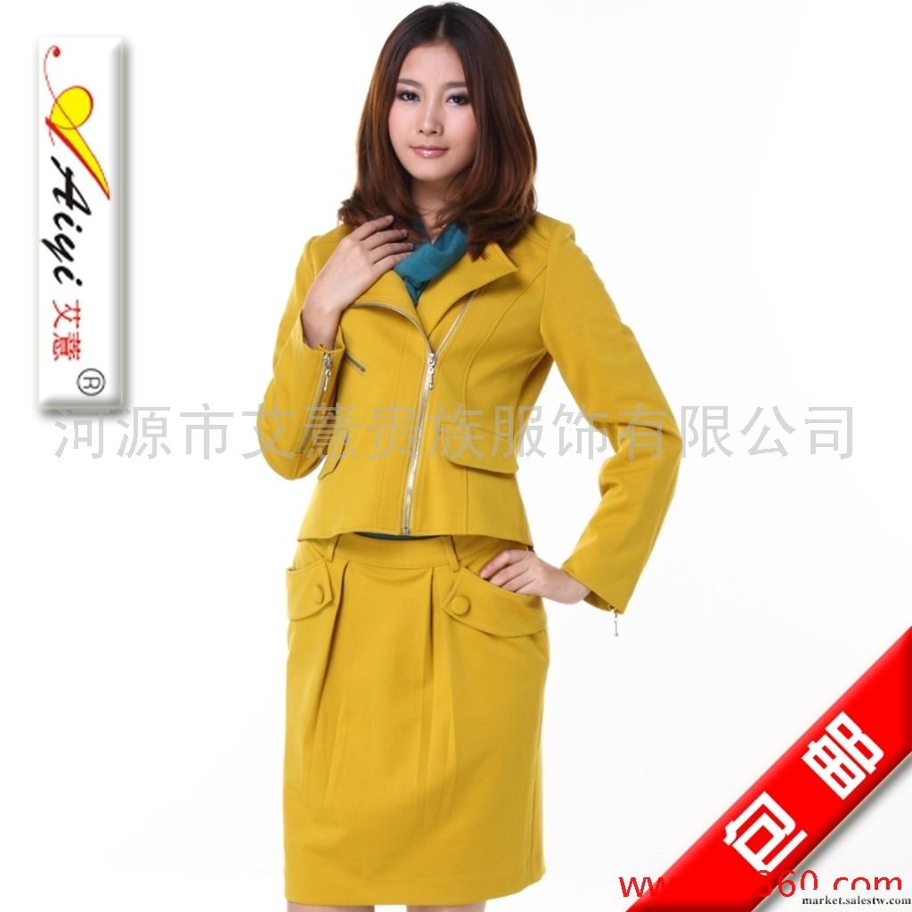 供應【艾薏Aiyi】冬裝新品 氣質通勤斜拉鏈立領長袖短裝上衣外套0W015工廠,批發,進口,代購