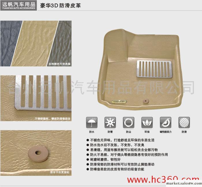 供應豪華3D防滑皮革腳墊，汽車地毯工廠,批發,進口,代購