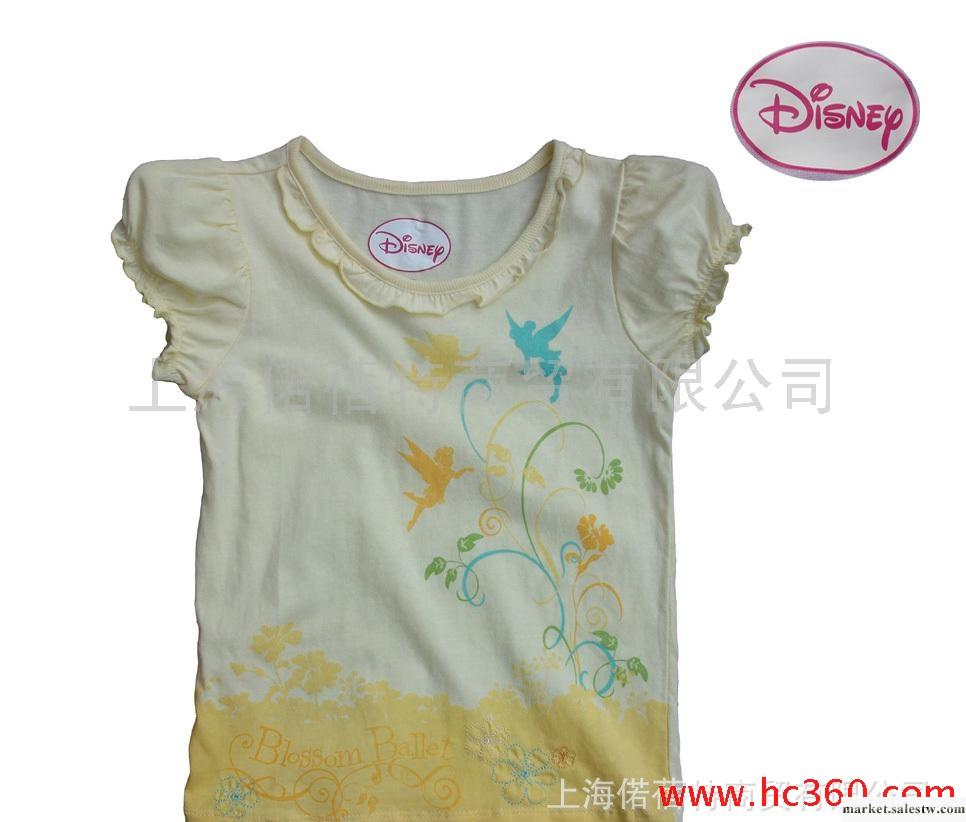 供應外貿原單童裝，特價，DISNEY芭比公主印花淡黃色純棉兒童短袖T恤工廠,批發,進口,代購