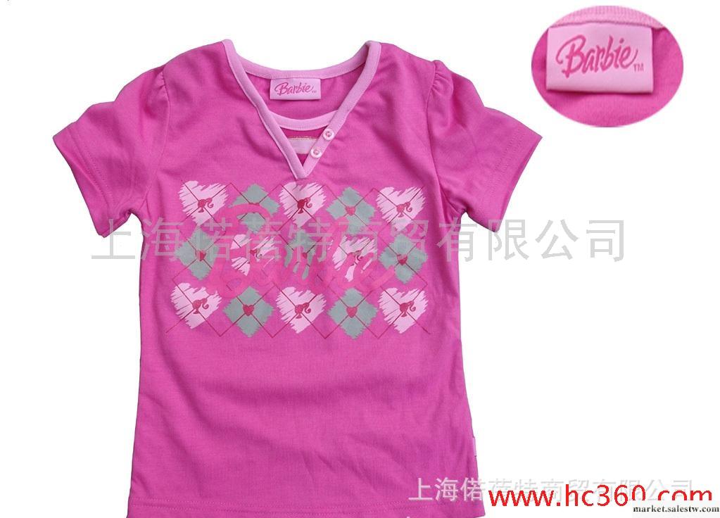 供應外貿原單童裝批發，春夏款Barbie芭比童裝，3-5歲女童兒童短袖T恤工廠,批發,進口,代購