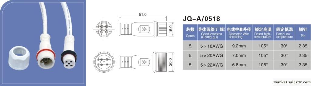 供應LED配件1802LED 防水連接線 兩芯工廠,批發,進口,代購