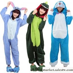 供應包郵長袖卡通情侶連體睡衣動物珊瑚絨恐龍史迪仔熊貓加肥大碼成康工廠,批發,進口,代購