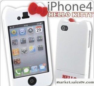 Hello kitty蝴蝶結iPhone 4帶耳朵外殼 保護套4S上下扣 硬殼 立體工廠,批發,進口,代購