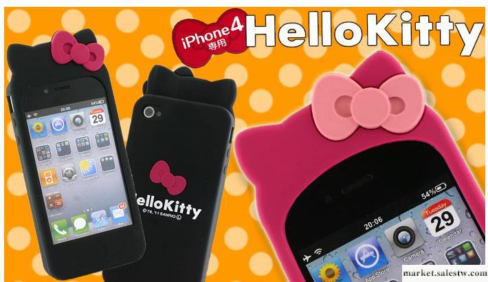 日本 Hello Kitty iphone 4 硅膠套外殼 立體耳朵蝴蝶結工廠,批發,進口,代購